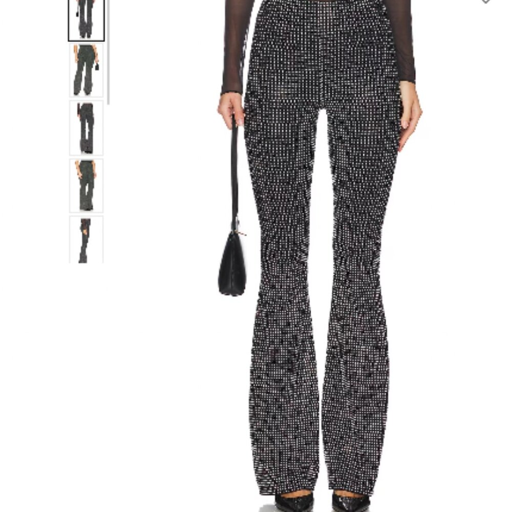 Good American Crystal Pull On Flare Leggings | Size M | Black with crystals